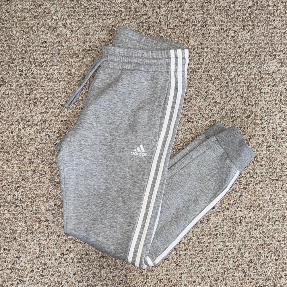 adidas Gray 3-Stripes Jogger Track Pants